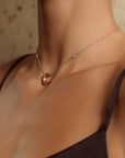 Peach Morganite - 18K gold and diamond necklace - Tess Van Ghert