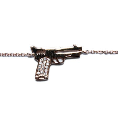 007 18KT Gold Pistol Bracelet with diamonds - Tess Van Ghert