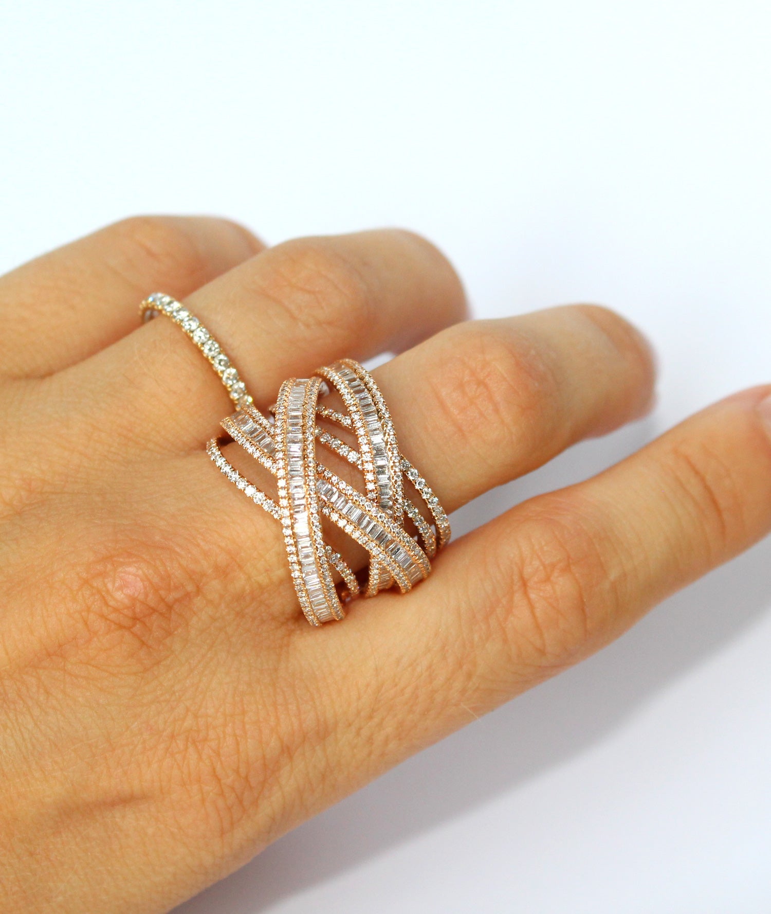 Architectural Baguette Diamond Ring - Tess Van Ghert