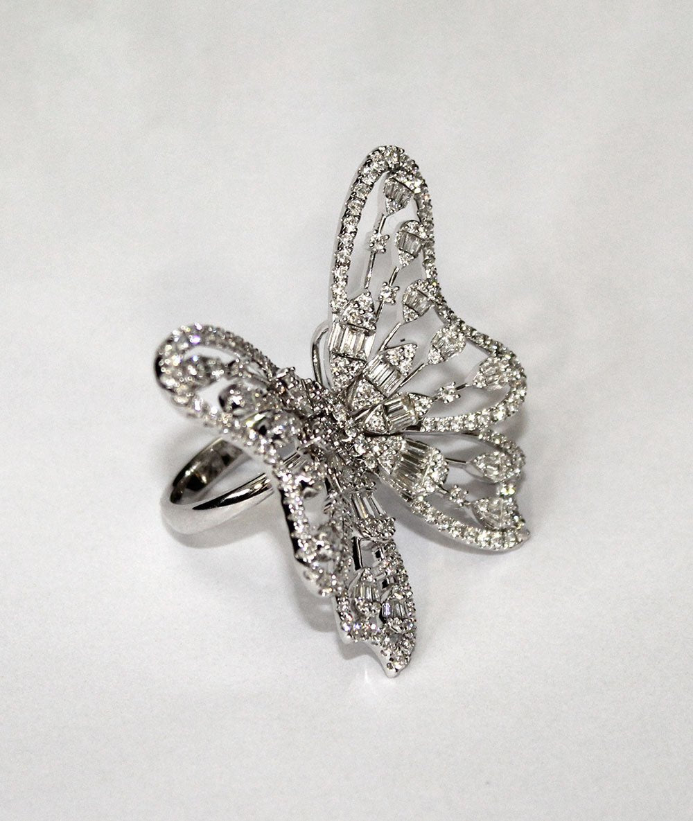 Baguette Diamond Butterfly Ring and Pendant - Tess Van Ghert