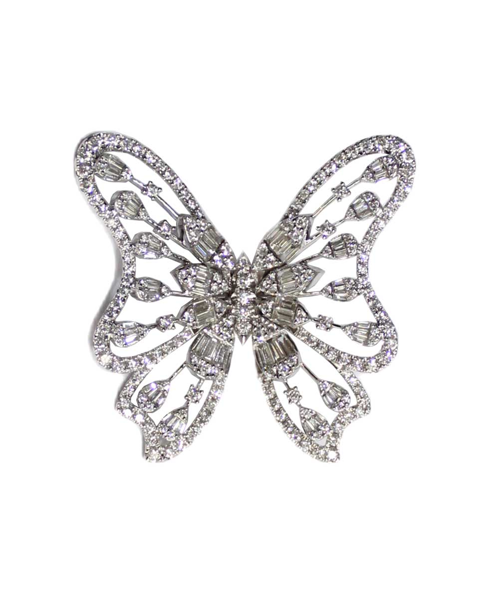 Baguette Diamond Butterfly Ring and Pendant - Tess Van Ghert