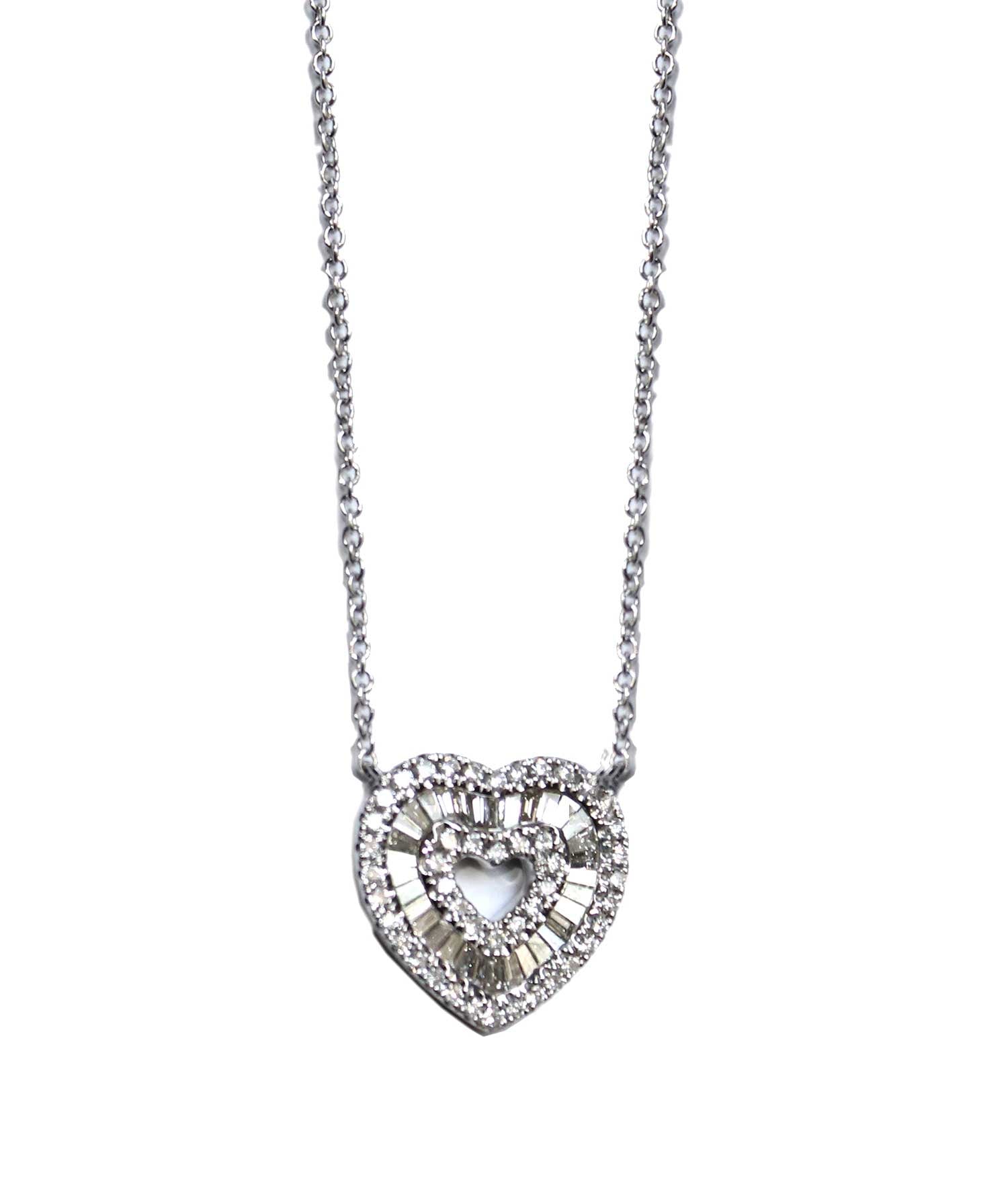 Baguette shop heart necklace