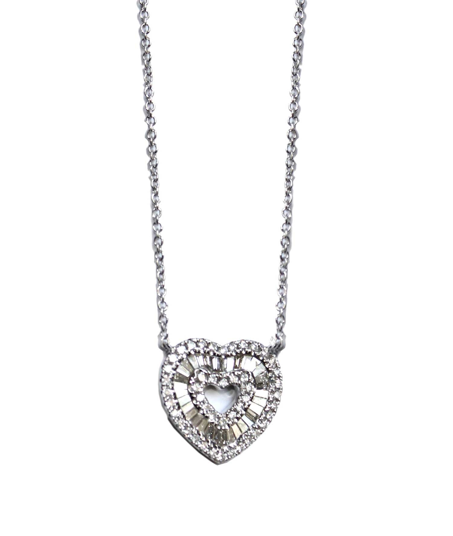 Baguette Diamond Heart Necklace - Main Image