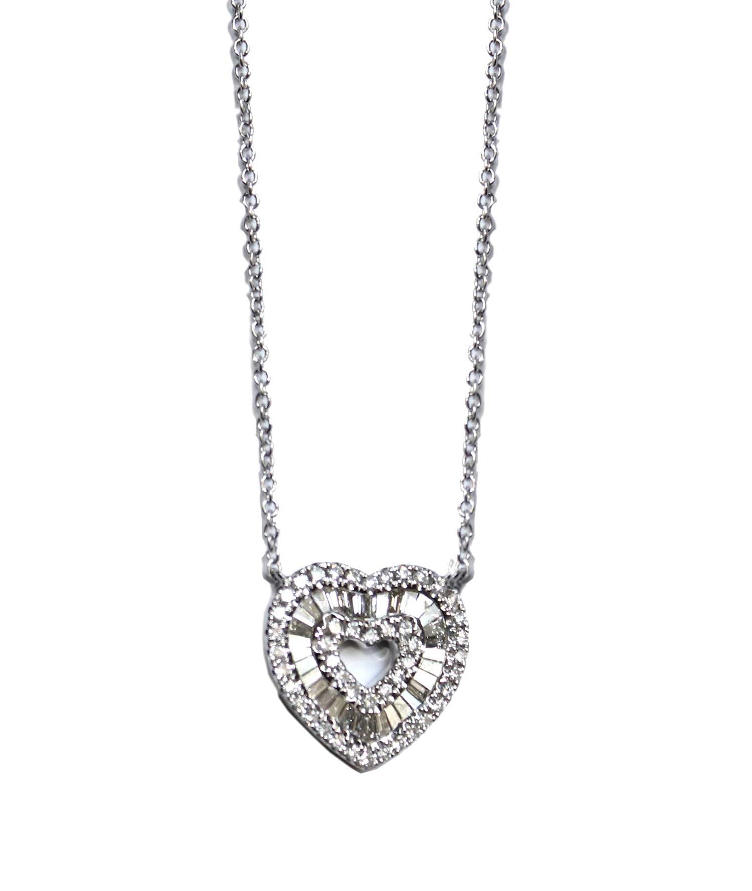 Baguette Diamond Heart Necklace - Tess Van Ghert