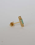 Baguette Emerald Studs - Gold and Diamond Earrings - Tess Van Ghert