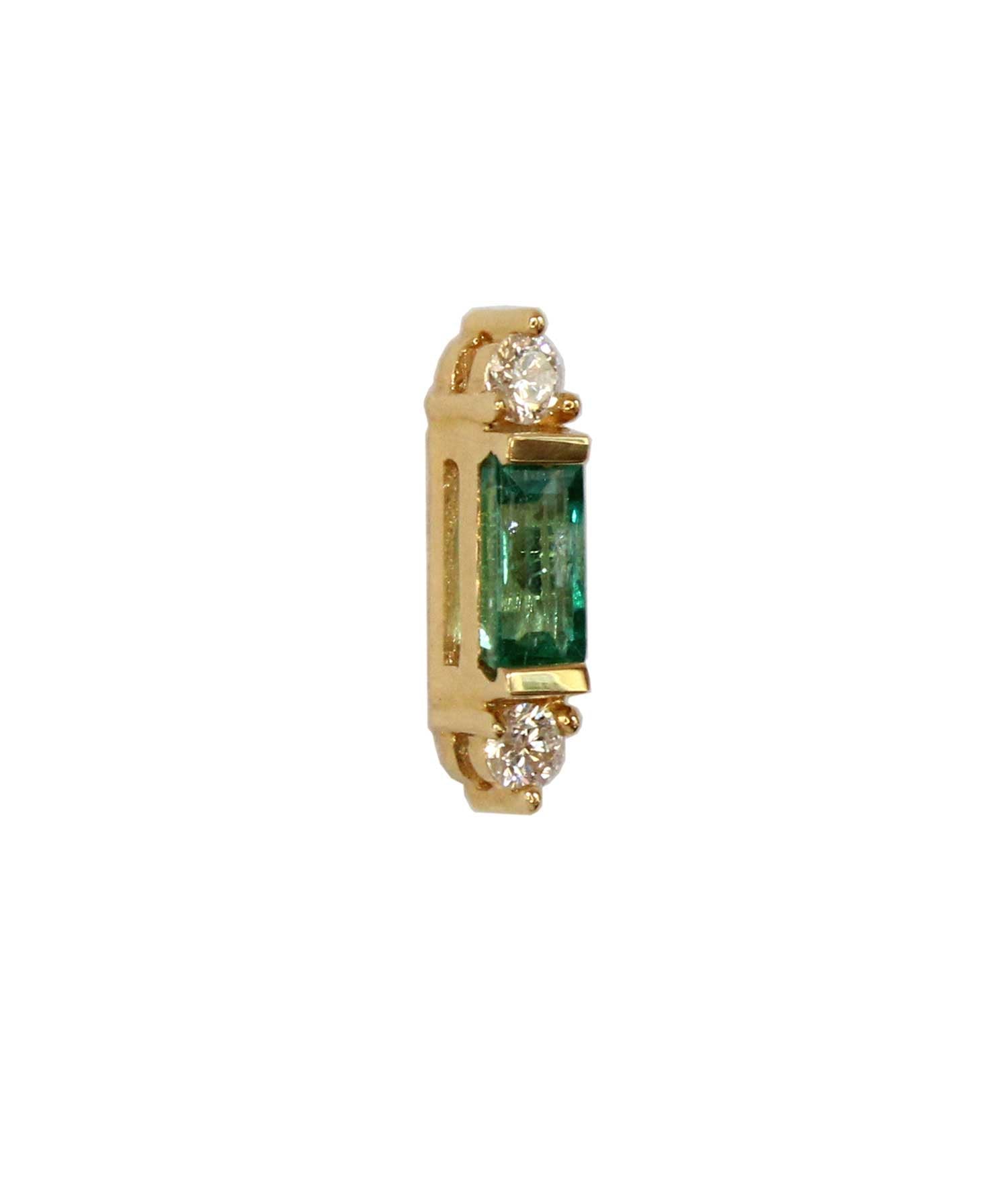 Baguette Emerald Studs - Gold and Diamond Earrings - Tess Van Ghert