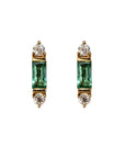 Baguette Emerald Studs - Gold and Diamond Earrings - Tess Van Ghert