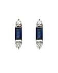 Baguette Sapphire Studs - Gold and Diamond Earrings - Tess Van Ghert