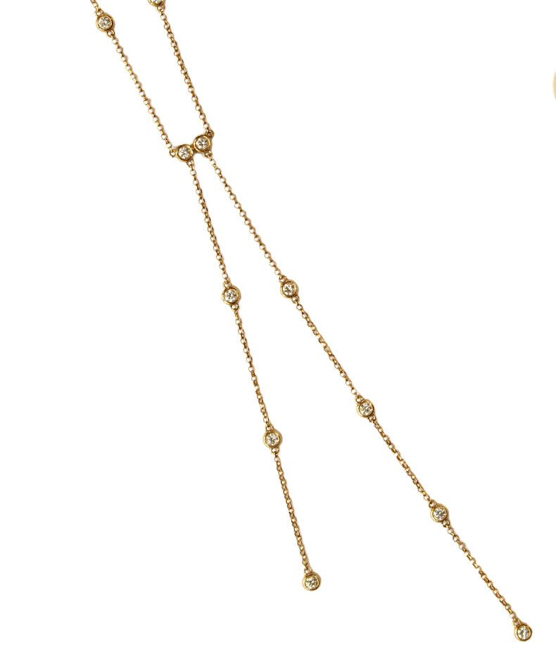 Bezel Diamond Double Rosary Necklace - Tess Van Ghert