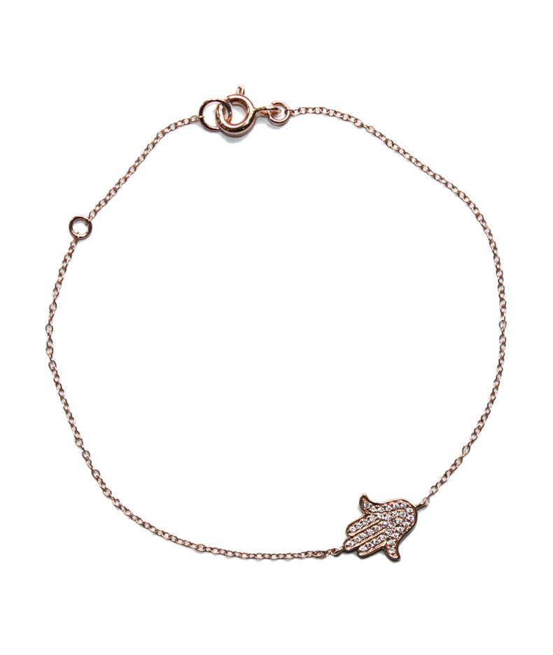 Delicate 18K Gold Hamsa Hand Bracelet with Diamonds - Tess Van Ghert