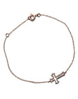 Delicate 18KT Gold Cross Bracelet with Diamonds - Tess Van Ghert