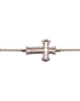 Delicate 18KT Gold Cross Bracelet with Diamonds - Tess Van Ghert