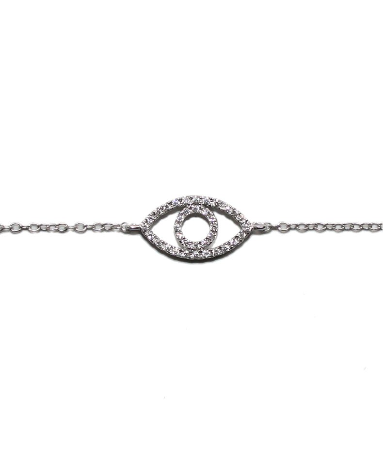 Delicate 18KT Gold Evil Eye Bracelet with Diamonds - Tess Van Ghert