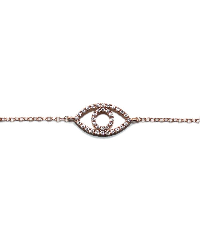 Delicate 18KT Gold Evil Eye Bracelet with Diamonds - Tess Van Ghert