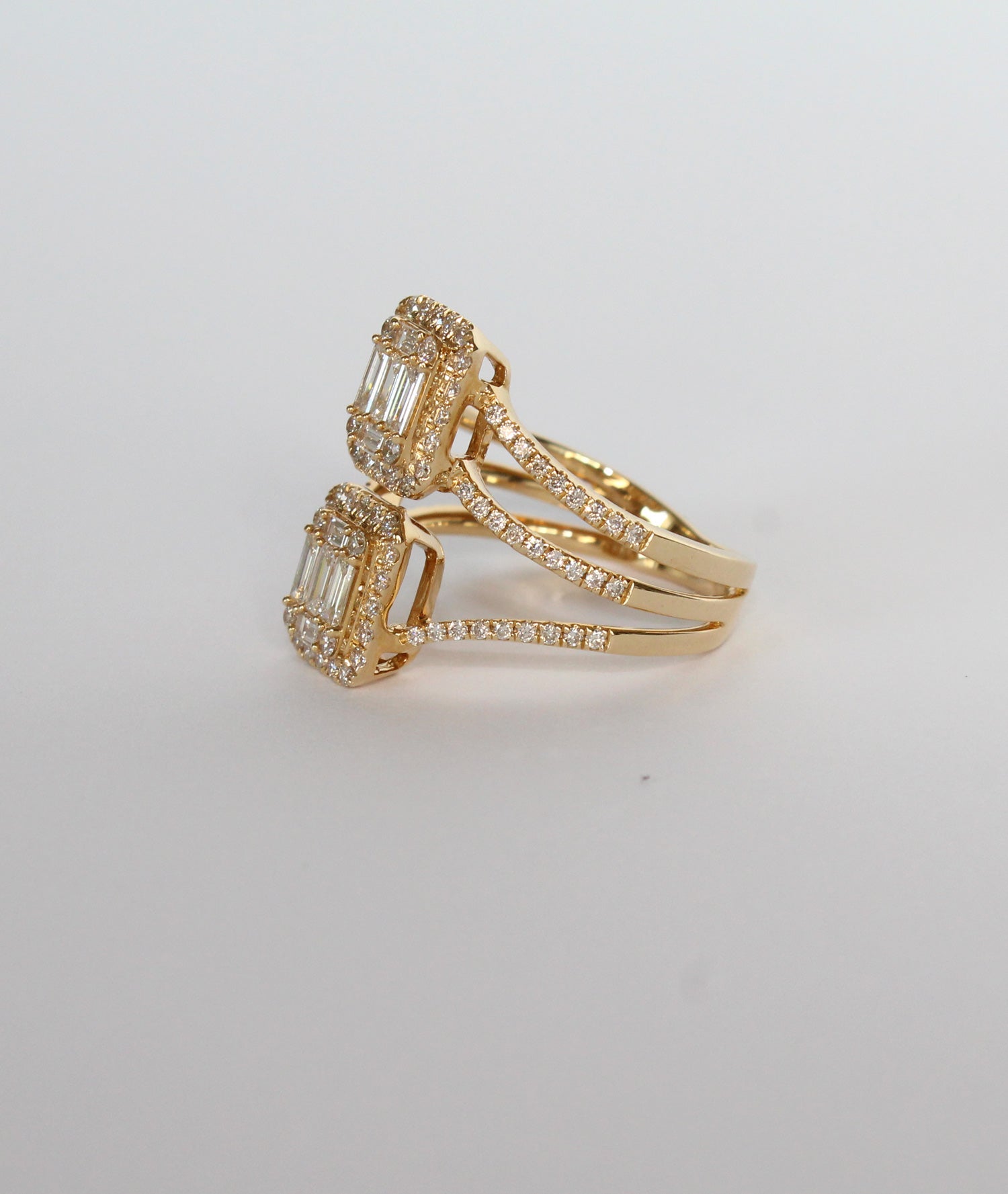 Double Shield Baguette Diamond Ring - Tess Van Ghert