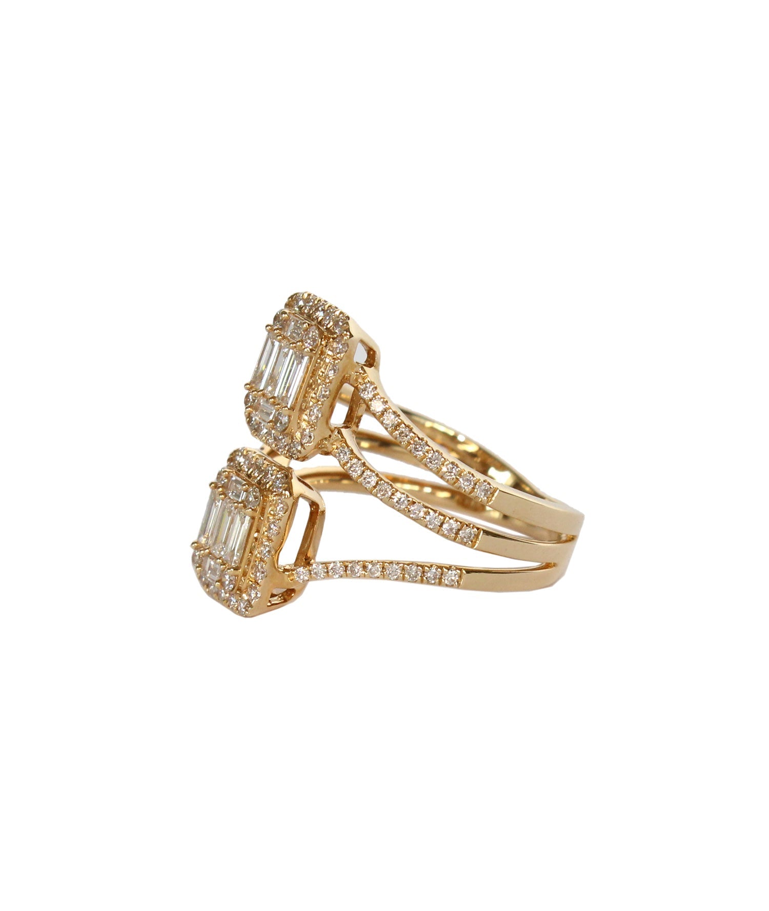 Double Shield Baguette Diamond Ring - Tess Van Ghert