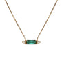 Emerald Baguette & Diamond Charm Necklace - Tess Van Ghert