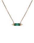 Emerald Baguette & Diamond Charm Necklace - Tess Van Ghert