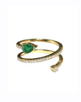 Eve's Serpent - 18K Gold, Emeralds and Diamonds Ring - Tess Van Ghert - 1
