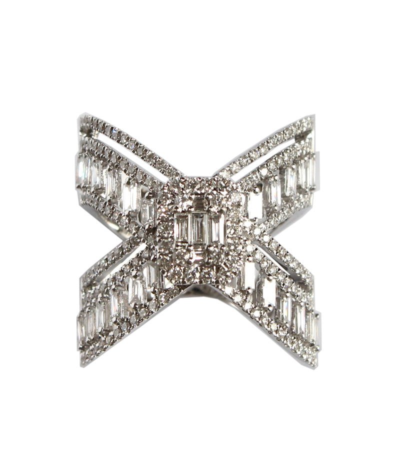 Magnificent Criss Cross Baguette Diamond Ring - Tess Van Ghert