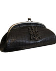 Monica Alligator Clutch - Black