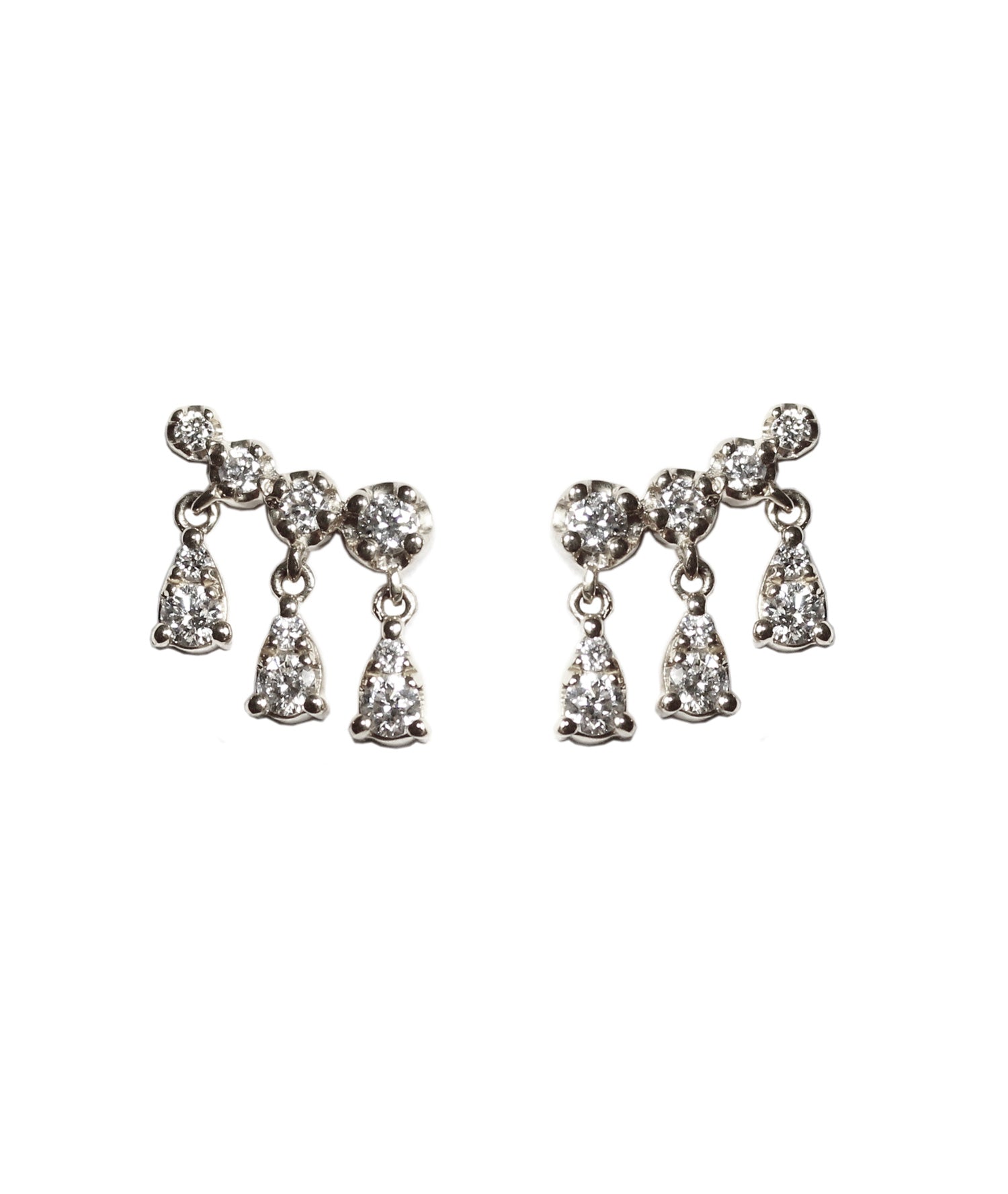 Rain Drop Diamond Drop Earrings in 18K White Gold - Gold and Diamond Earrings - Tess Van Ghert - 4