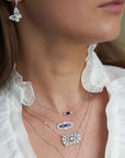 Sapphire Baguette & Diamond Charm Necklace - Tess Van Ghert