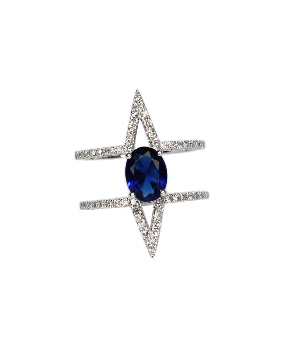 Shard - Stacking Sapphire and Diamond ring - Tess Van Ghert