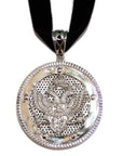 Silver 'Russian Coin' Pendant on Velvet Ribbon
