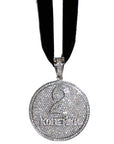 Silver 'Russian Coin' Pendant on Velvet Ribbon