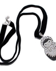 Silver 'Matryoshka' Pendant on Velvet Ribbon