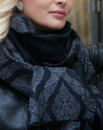 The Flamboyant - Dual Tone Jacquard Scarf - Black