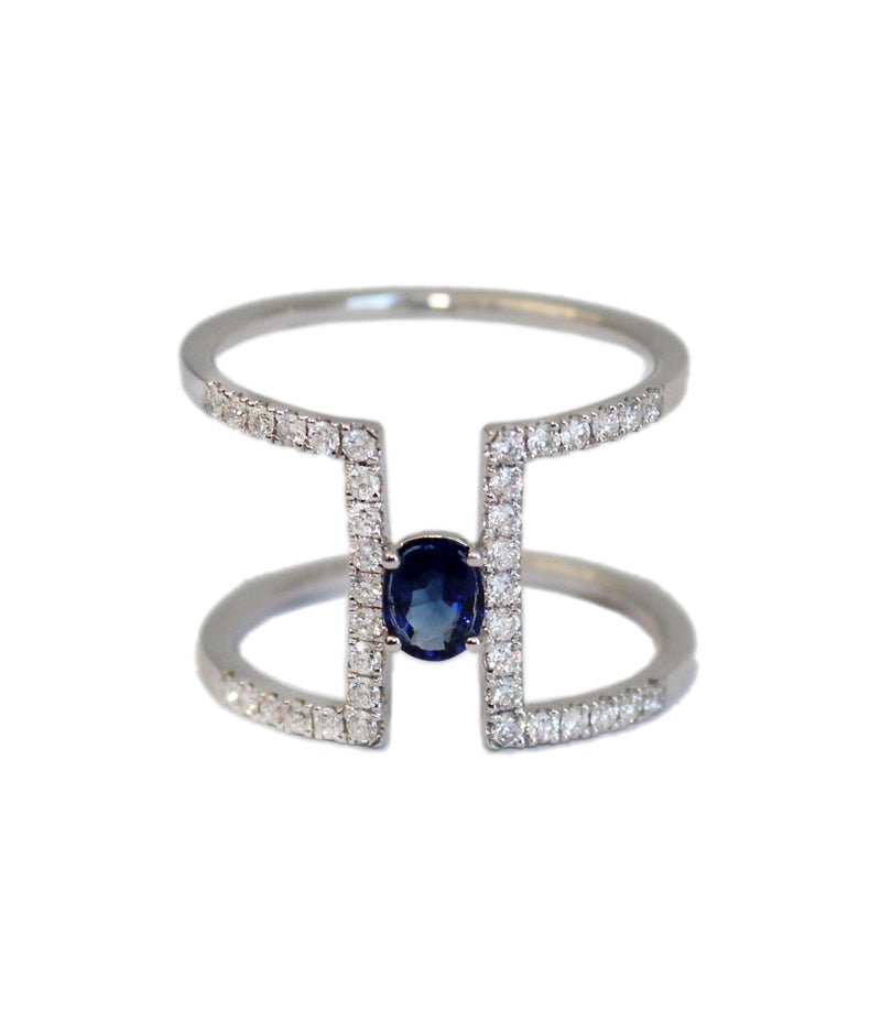 Zen Serenity - 18K White Gold, Diamonds and Sapphire - Tess Van Ghert