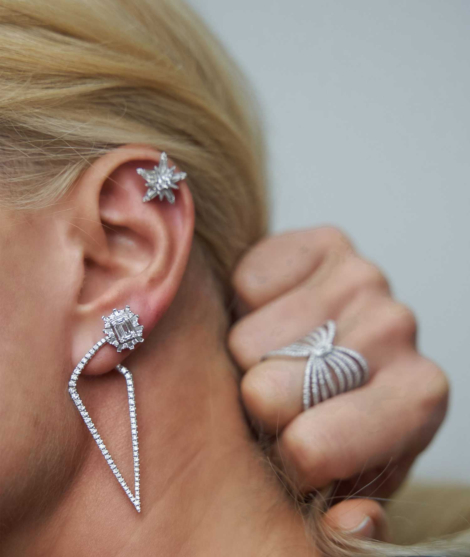 Polar Star Trapeze Diamond Earrings - Tess Van Ghert