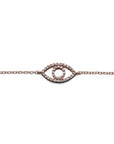 Delicate 18KT Gold Evil Eye Bracelet with Diamonds - Tess Van Ghert