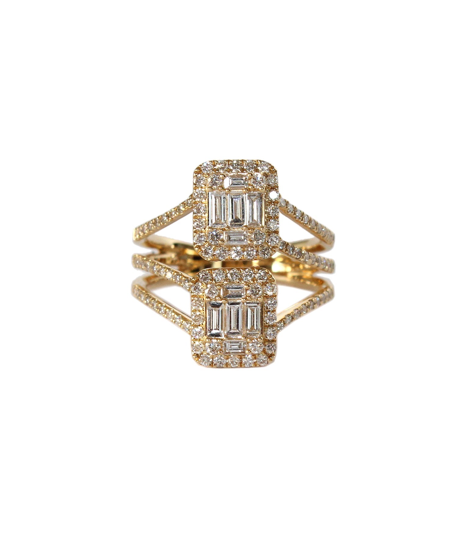 Double Shield Baguette Diamond Ring - Tess Van Ghert