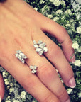 Floating Diamonds - 18k White Gold and Diamonds - Ring on hand- Tess Van Ghert - 3
