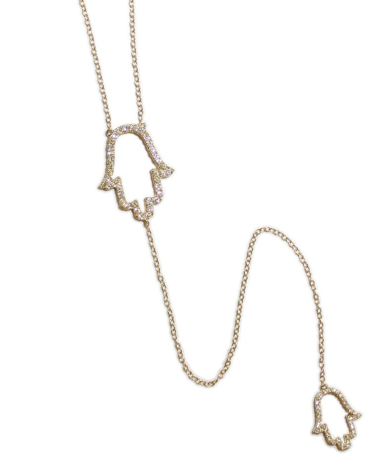 Hamsa Hand Delicate Rosary - Tess Van Ghert - Necklaces - Close Up