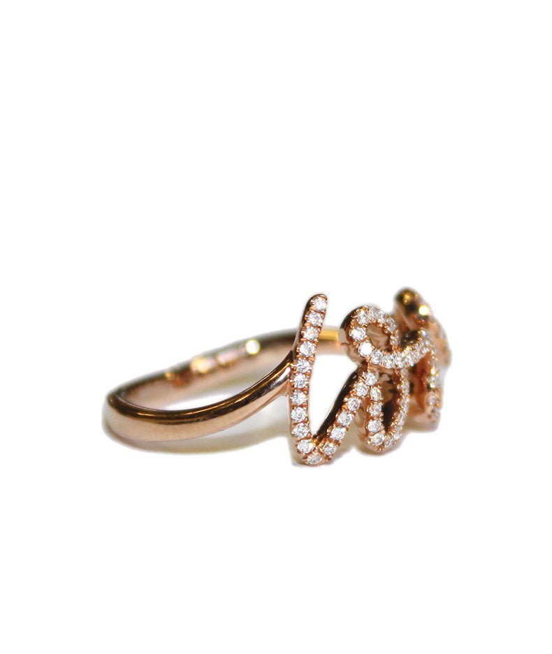 Love Ring - 18K Gold and Diamonds - Tess Van Ghert - 2 - This secret of love ring is presented from the side.