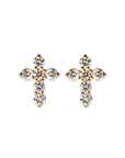 Cross Earrings Studs taken from the front- Tess Van Ghert - 1 Featuring diamonds and women cross earrings gold