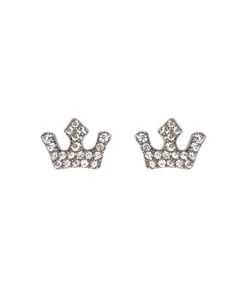 Mini Crown Luxury Diamond Earrings- Gold and Diamond Earrings - Tess Van Ghert