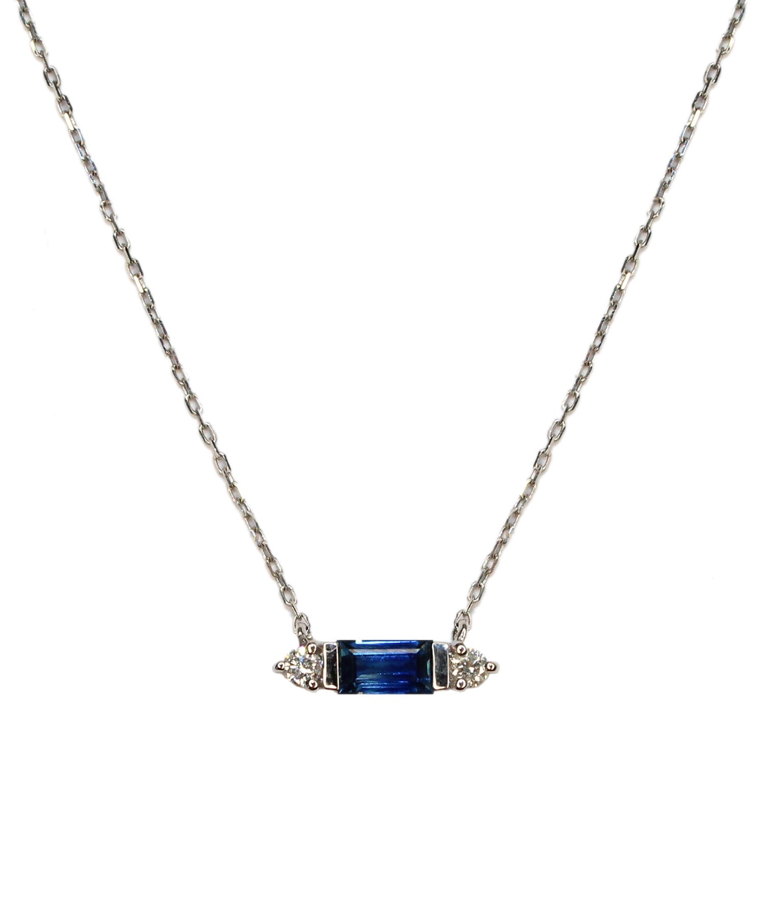 Sapphire Baguette & Diamond Charm Necklace - Tess Van Ghert