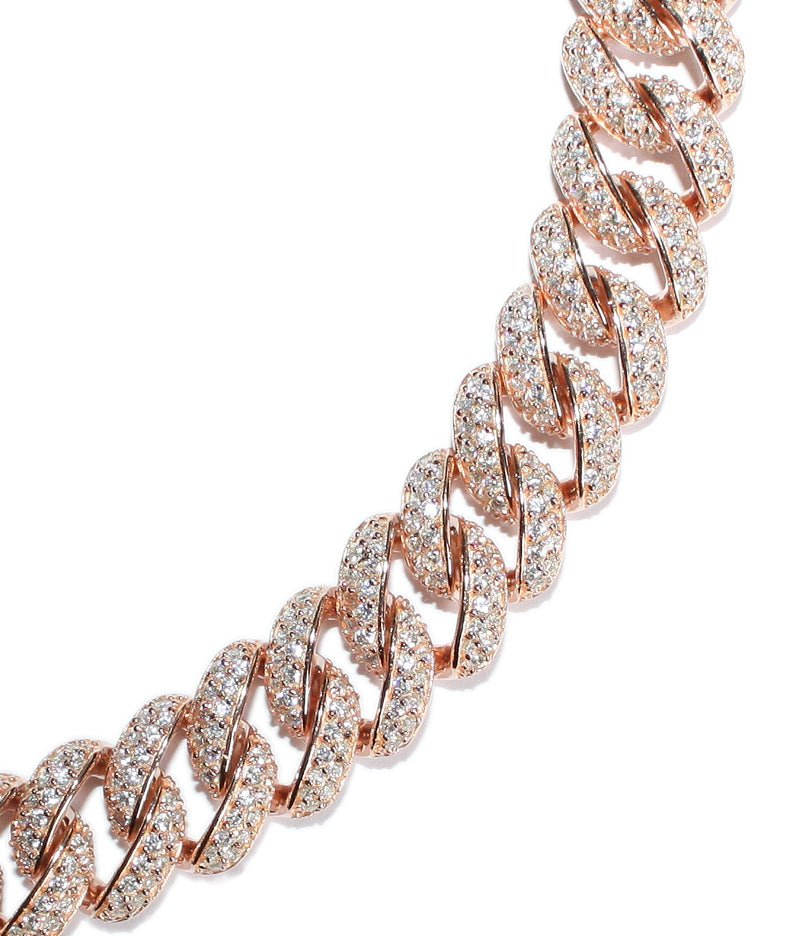 Silver Curb Link Chain with CZ - Rose Gold Plated
