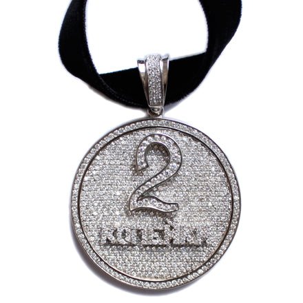 Silver &#39;Russian Coin&#39; Pendant on Velvet Ribbon